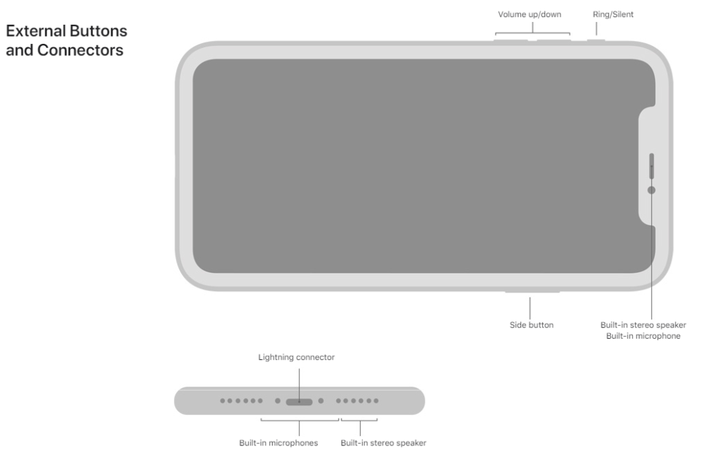 External connectors and Buttons of Apple iPhone 11 Pro 
